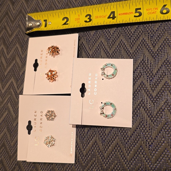 LC LAUREN CONRAD BRAND WOMEN'S HOLIDAY POST PIERCED EARRINGS BUNDLE OF 3 PAIR - Picture 7 of 12